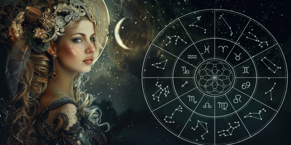 Venusiana in fata cercului zodiacal creând un zodiac șic