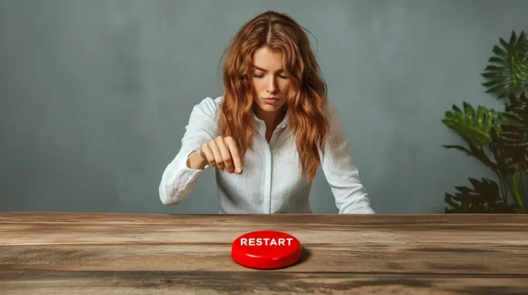 Femeie apasa buton de restart